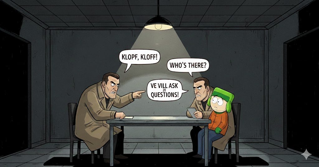 German Knock Knock Joke “We Will Ask the Questions” 