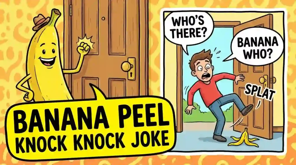 banana peel knock knock joke image