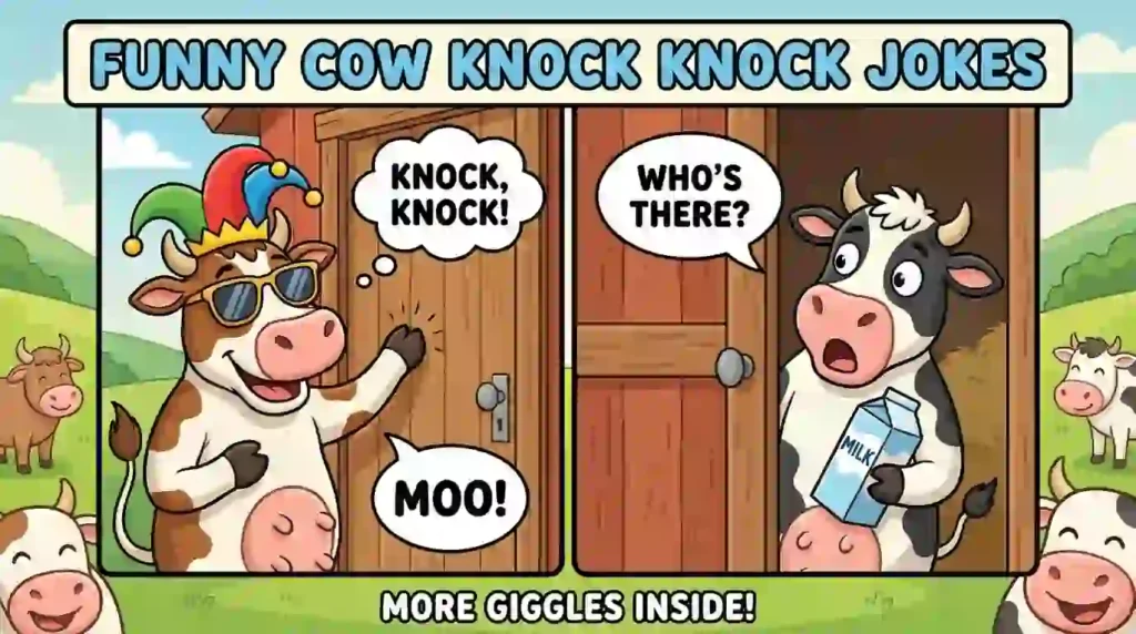 funny cow knock knock jokes image